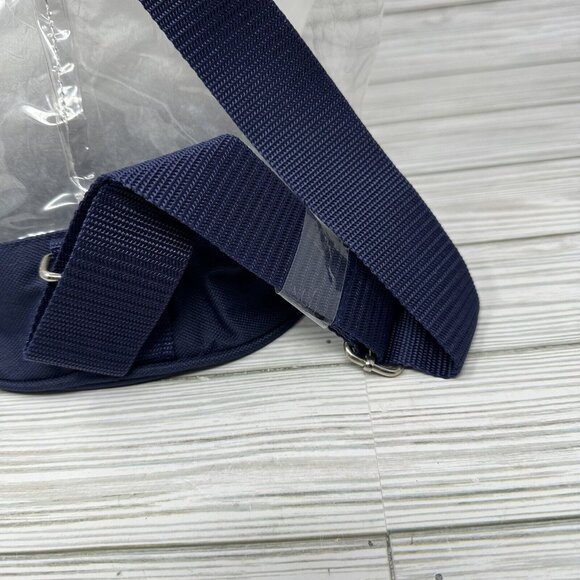 Tommy Hilfiger Flag Drawstring Backpack Beach Bag Clear Vinyl Blue Canvas 90s - Picture 6 of 9